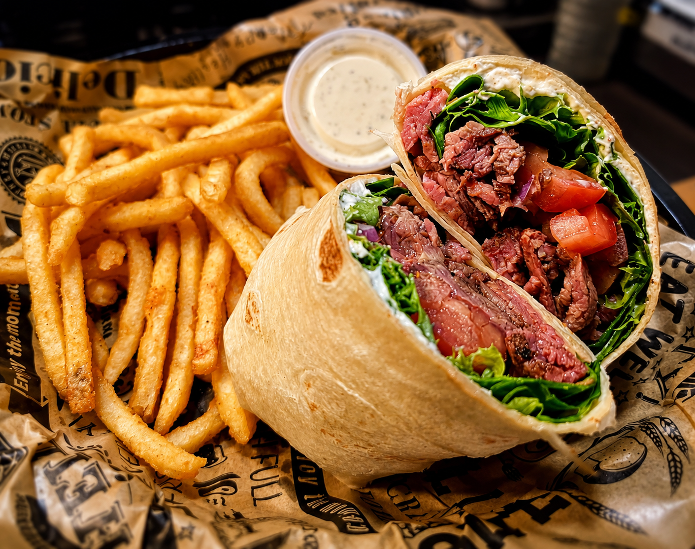Spinach Tri-Tip Steak Wrap
